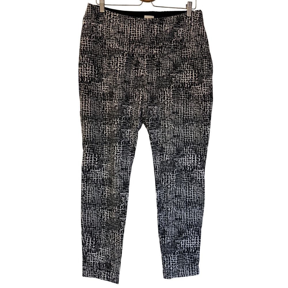 Zenergy by Chicos Black White Abstract Grid Print Leggings Pants Size 2 Womens
